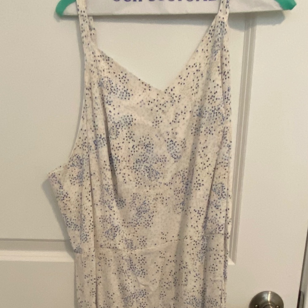 41 Hawthorn white with square polka dots long dress